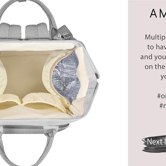 AMILLIARDI Diaper Bag Backpack 6 Bottle Holders - Picture 6 of 7